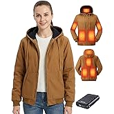 GOTOBI Heated Jackets for Women with 12V 18400mAh Battery, Graphene Canvas Womens Heated Jacket with Hooded for Outdoor Work