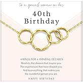 HOPE LOVE SHINE Birthday Necklace – Fashion Jewelry 16+2", 14K Gold Plated Sterling Silver with 3 Interlocking Rings, Hypoallergenic and Comfortable – A Thoughtful Choice for Birthday for Women