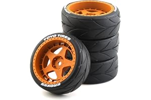 GENERIC Lifehead 65mm On Road Rubber Tires& Wheels Rims 12mm Hex Hub for HPI Ken Block's Tamiya XV01 TT01 TT02B Kyosho FAZER MK2 Lc Racing PTG HSP RGT RC 3RACING D5 1/10 RC Rally Car