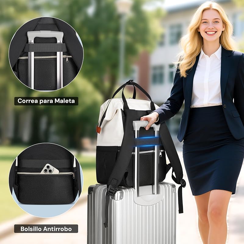 Mochila de Portátil de Mulher 15.6 Conjunto de 2 Peças, Mochila de Trabalho Feminina