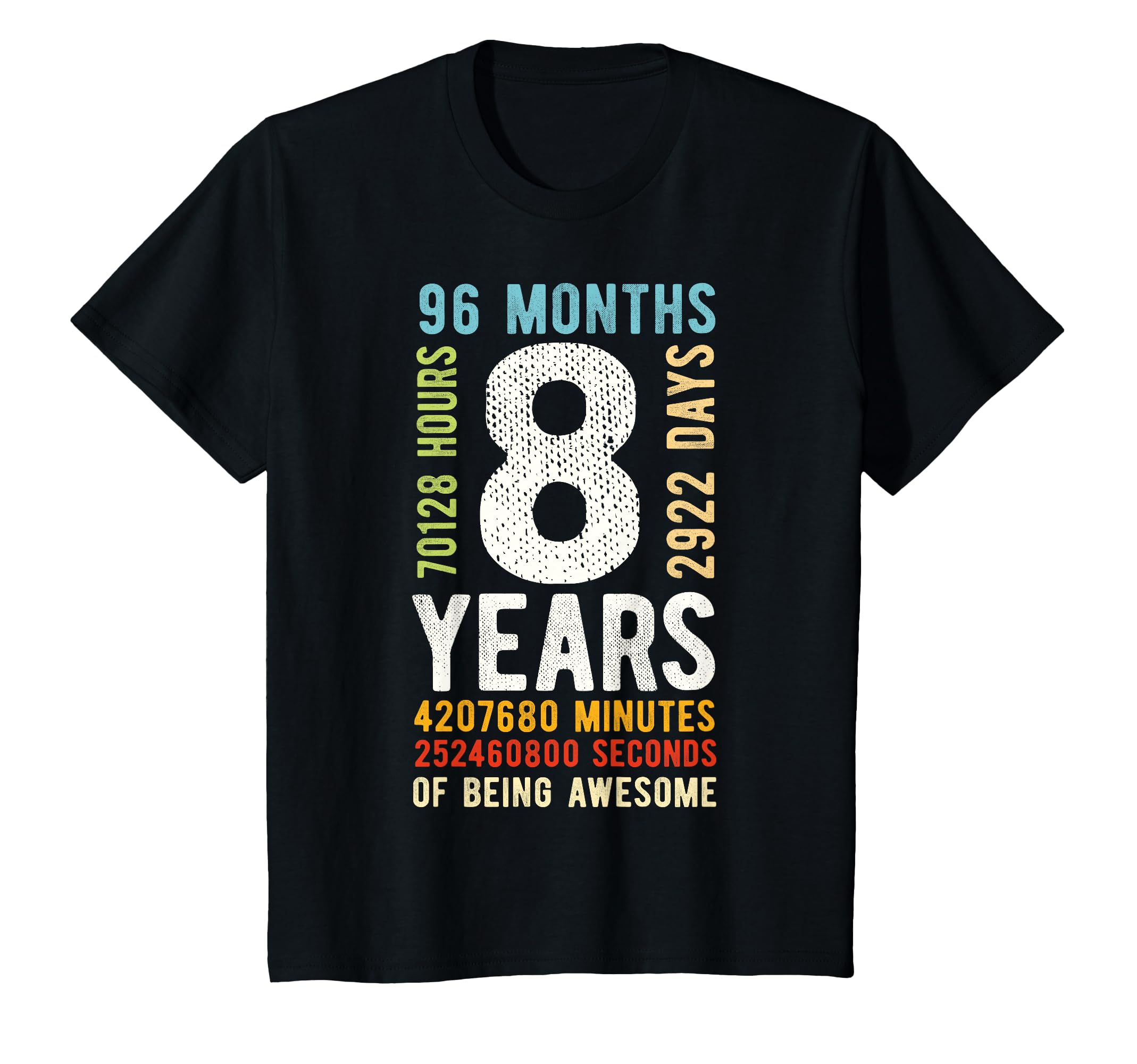 Photo 1 of ******stock photo reference**** 8th Birthday 8 Years Old Vintage Retro 96 Months T-Shirt RED size 2 years old shirt is red