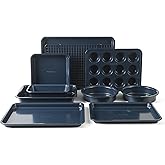Calphalon Legacy 10-Pieces Nonstick Bakeware Set PFOA-Free, Baking Sheet Set, Baking Pans Set, Carbon Steel Bakeware Pans Collection, High-Heat Oven Safe, for Cookies, Cakes, and Muffins -Navy Blue