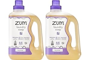 Zum Indigo Wild Clean Laundry Soap - Plant-Based Liquid Laundry Soap - Contains Baking Soda, Essential Oils & Saponified Coconut Oil - Lavender Scent - 64 fl oz (Pack of 2)