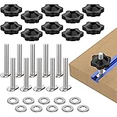 10 Sets of 1/4"-20 T Track Knob Kit, Star Knobs Kit 1/4-20 Threaded Bolts | with Washers and Star Knobs, T Track Accessories for Woodworking Jigs and Fixtures