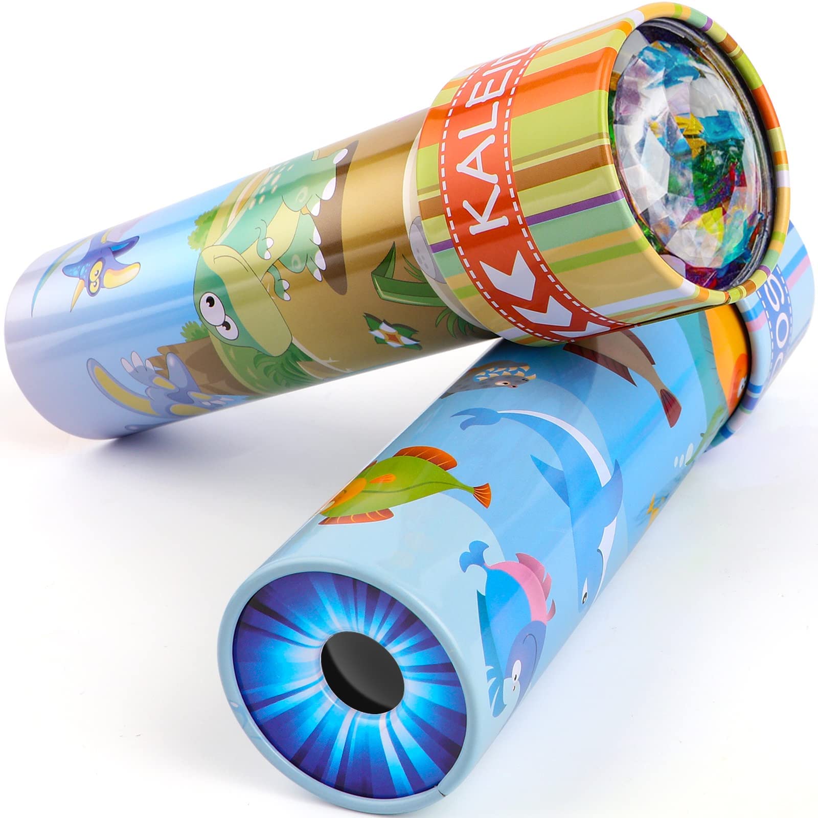 iKeelo Classic Tin Kaleidoscopes 2 Pack, Discover Hidden Animals, Crystal Clear View, Vintage Retro Toys in Gift Box