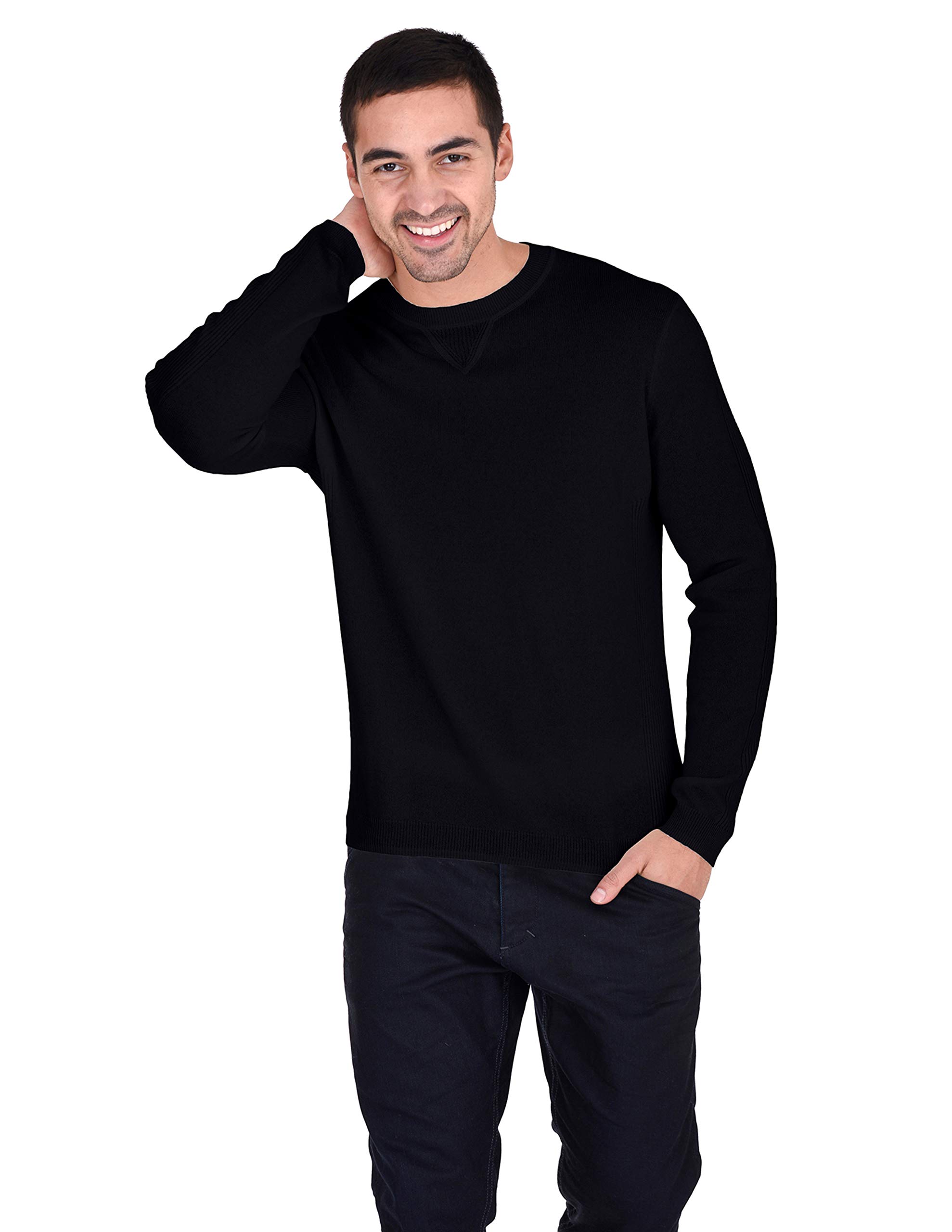 Photo 1 of State Cashmere Essential Crewneck Sweater 100% Pure Cashmere Pullover Knitted Base Layer for Men (X-Large, Black)