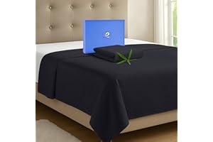 KICKOFF HOME Kickoff Viscose Bamboo Flat Sheet Only King Size, 100% Organic Cool Bed Sheets King Size Flat Sheet Only, Top Extra Wide, Viscose Bamboo Cooling Sheets for Hot Sleepers (K, Onyx Black)