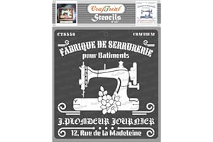 CrafTreat Sewing Stencils for Painting on Wood, Canvas, Paper, Fabric, Floor, Wall and Tile - Fabrique - 6x6 Inches - Reusable DIY Art and Craft Stencils for Home Decor - Fashion Stencils