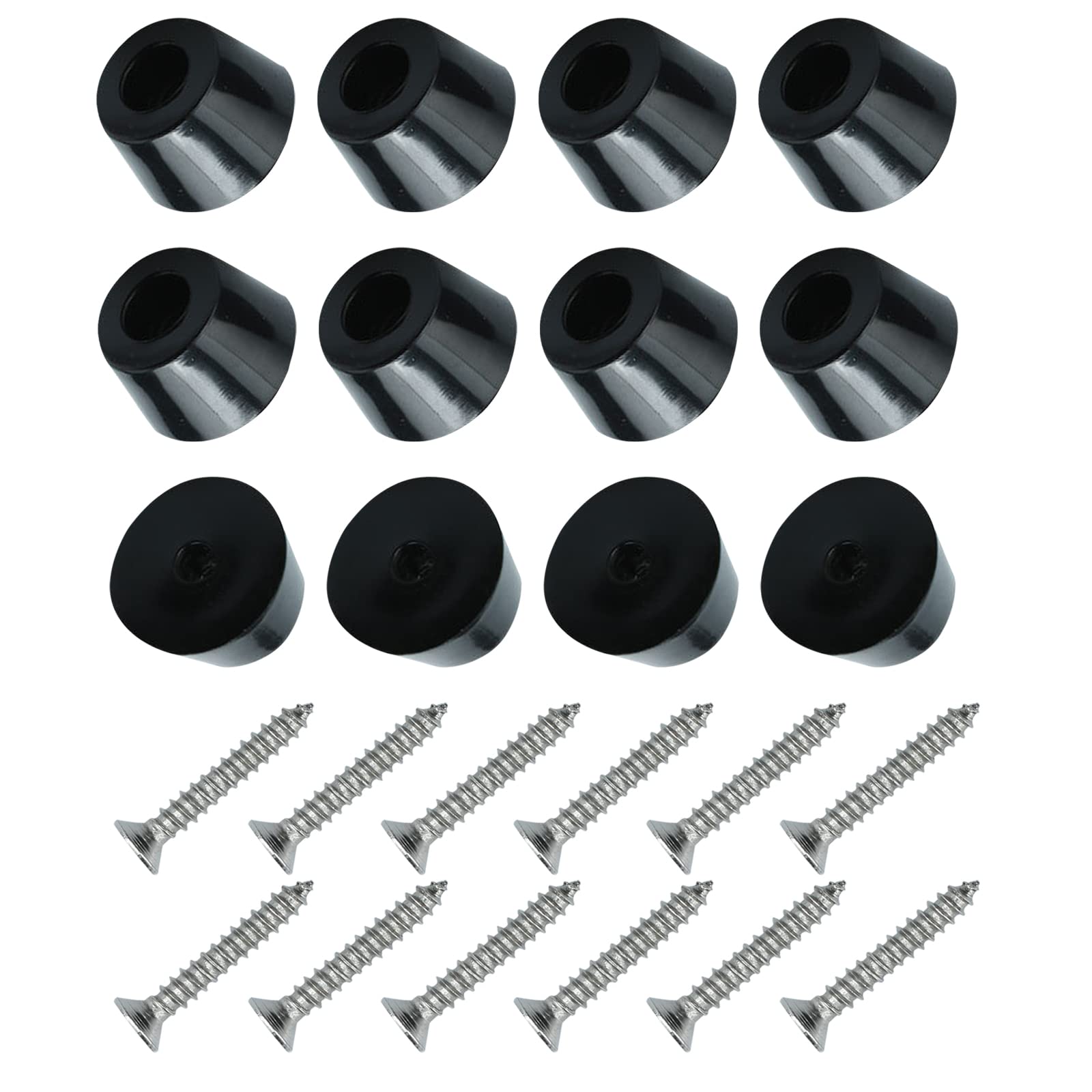 METALLIXITY Rubber Bumper Feet (24x15mm/0.95"x0.59") 12Pcs, Round Floor Protector with Metal Washer and Screws - for Home Tables Chairs, Black