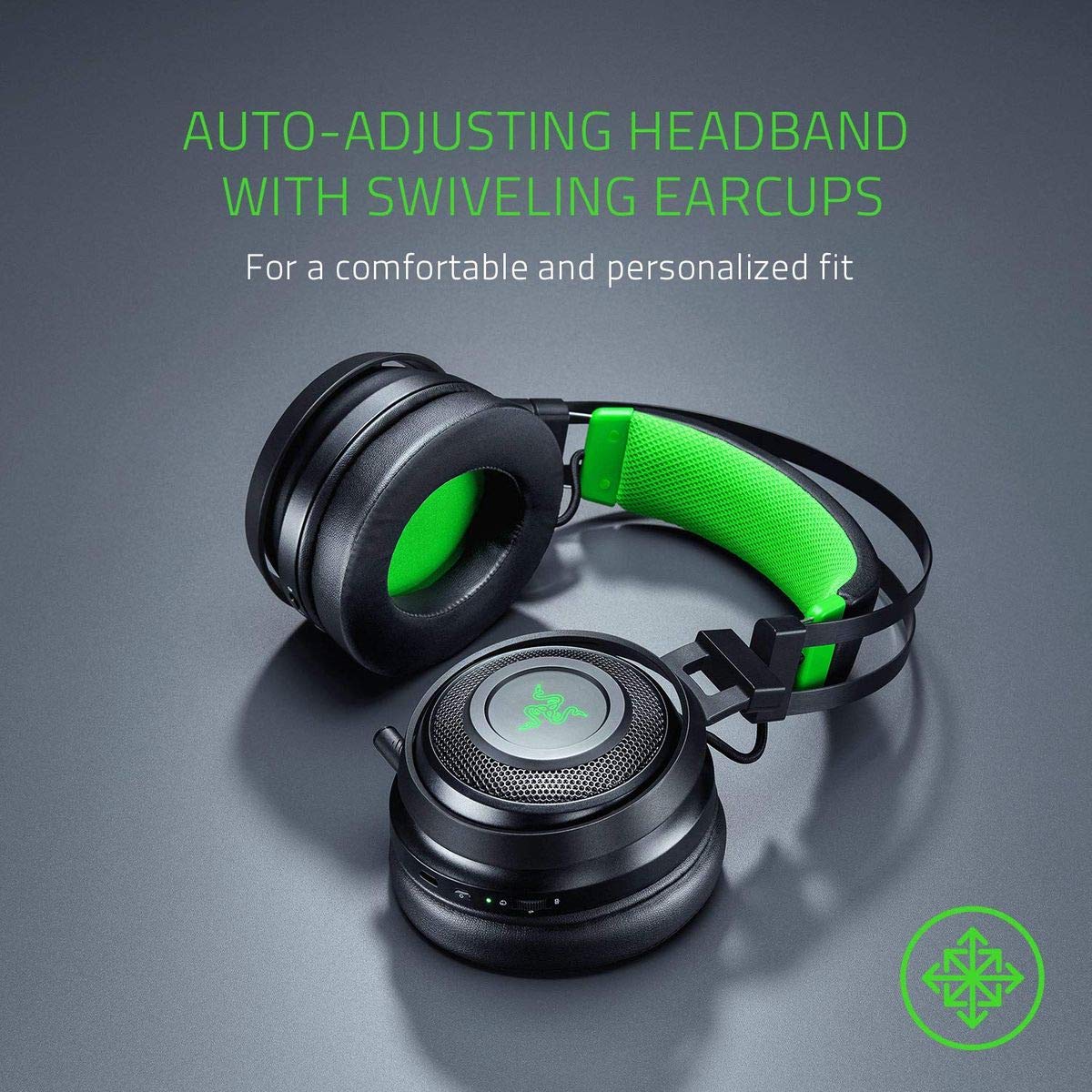 Razer Nari Ultimate Wireless 7.1 Surround Sound Gaming Headset: HyperSense Haptic Feedback - Auto-Adjust Headband - Retractable Mic – for Xbox Series X & S, Xbox One - Black/Green