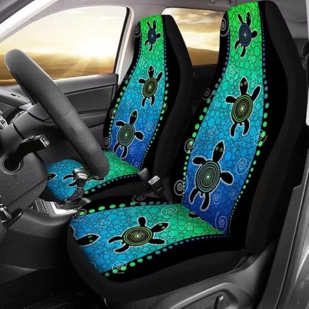 Amazon Pinup Angel グリーン ダークグリーン カメ 車のフロントシートカバー かわいいカメプリント ユニバーサルフィット シートカバー セダン トラック Suv クロスバケットシートカバー シートカバー 車 バイク