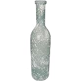 Deco 79 Recycled Glass Handmade Decorative Vase Frosted Spanish Bottle Centerpiece Vase, Flower Vase for Home Decoration 7" x 7" x 29", Clear
