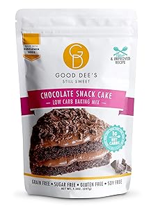 Good Dee&rsquo;s Chocolate Snack Cake Mix &ndash; Low carb, Keto friendly, Sugar free, Gluten free, Grain Free, No Nuts, Sweetened Naturally, Atkins friendly, Diabetic friendly, WW Friendly, 1g net carbs, 12 ser.
