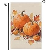 Pumpkin Fall Garden Flag 12x18 Inch Double Sided,Maple Leaves Thanksgiving Burlap Autumn Seasonal Holiday Yard Outdoor Decor pumpkin1