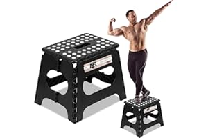Spranster Super Strong Folding Step Stool - 11" - Sturdy Enough to Hold 300 Lb - Lightweight Foldable Step Stool for Adults and Kids - Opens with one Flip - Great for Kitchen, Bathroom and Bedroom