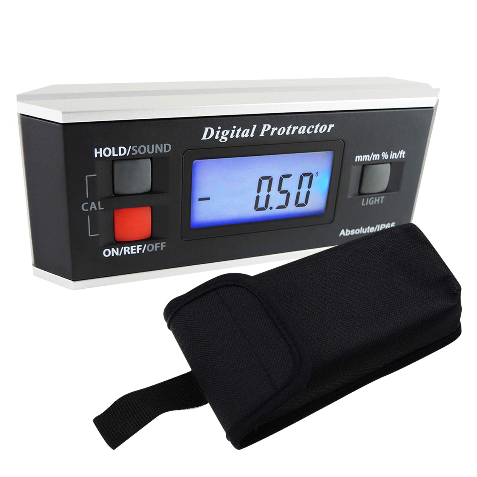 Portable Digital Protractor Angle Finder Level Inclinometer Magnetic 0~360 Degree for Metal Wood LCD Backlight Built-in Magnet V-Groove Base