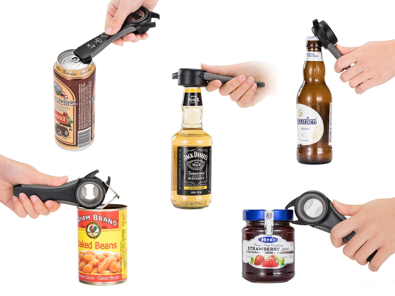 Utensilios de bar Abrebotella Multifunción Abridor de Cerveza 5 en 1