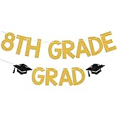 8th Grade Grad Banner - Peace Out 8th Grade Sign, Middle School Graduation Party Decor, 8th Grade Graduation Decorations Gold Glitter