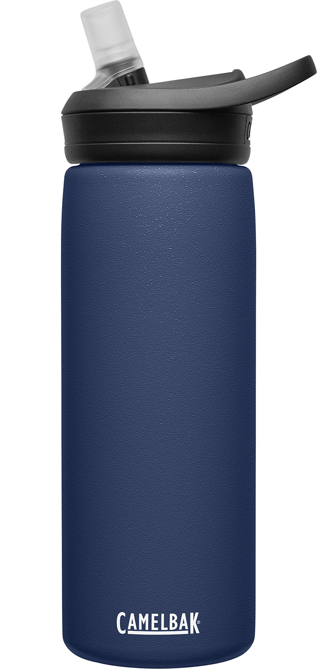 CamelBak Eddy+ Botella de agua aislada con válvula de mordida de acero inoxidable, color azul marino, 20 oz
