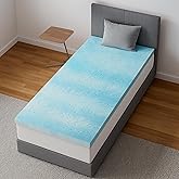 Novilla Twin Memory Foam Mattress Topper 2 Inch, Cooling Gel Infused, Ventilated Pressure Relief Pad, Soft Comfort for Sofa, RV, Camper, Dorm Room