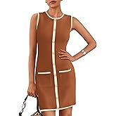 KIRUNDO Women's Work Business Casual Dress 2026 Summer Cocktail Semi Formal Office Elegant Classy Knit Color Block Dresses