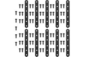 Hilitchi Black Straight Corner Brace Stainless Steel Flat Brace Mending Repair Flat Plates with Screw (160mm, 10 Pack)