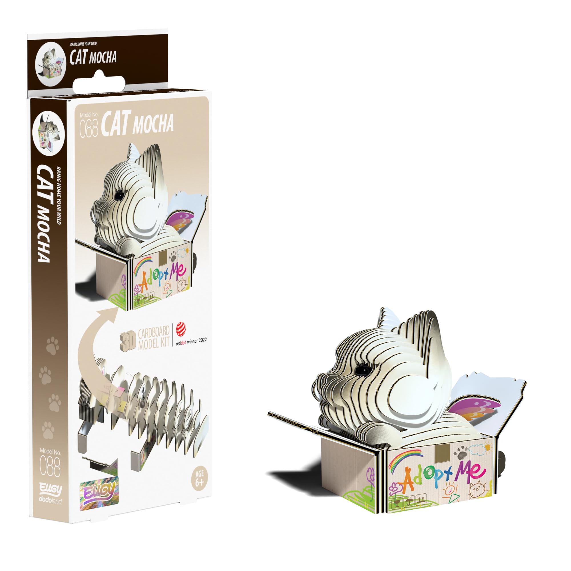 EUGY Mocha Cat 3D Craft Kit
