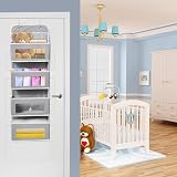 ManGotree Over Door Storage Organizer 4 Pockets Grey PVC Windows view 3