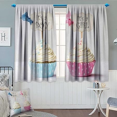Anniutwo Gender Reveal Window Curtain Fabric Boy And Girl With
