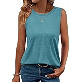 GKBK Womens Tank Tops Loose Fit High Neck Casual Flowy Summer Tee Crew Neck Trendy Sleeveless Tops 2025 Beach Vacation Outfit