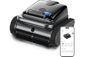 OUCAXIA Y50S Robotic Pool Cleaner, Upgraded Motor, Powerful Wall-Climbing with Scrubber Brushes, Smart Path Navigation, Cordless Pool Vacuum for Inground Pools up to 2000 Sq.ft (Night)