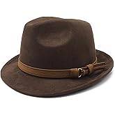 CCAKXCJJ Felt Fedora Hats for Women Men Short Brim Felt Hat Panama Trilby Fedoras with Belt Buckle