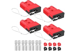 Malictele Anderson Connector, 175AMP 1/0AWG Battery Quick Connect w/Hard Cover 12V-36V Anderson Plug Winch Wiring Kit for Cable RV Truck Winch (4pcs)-RED