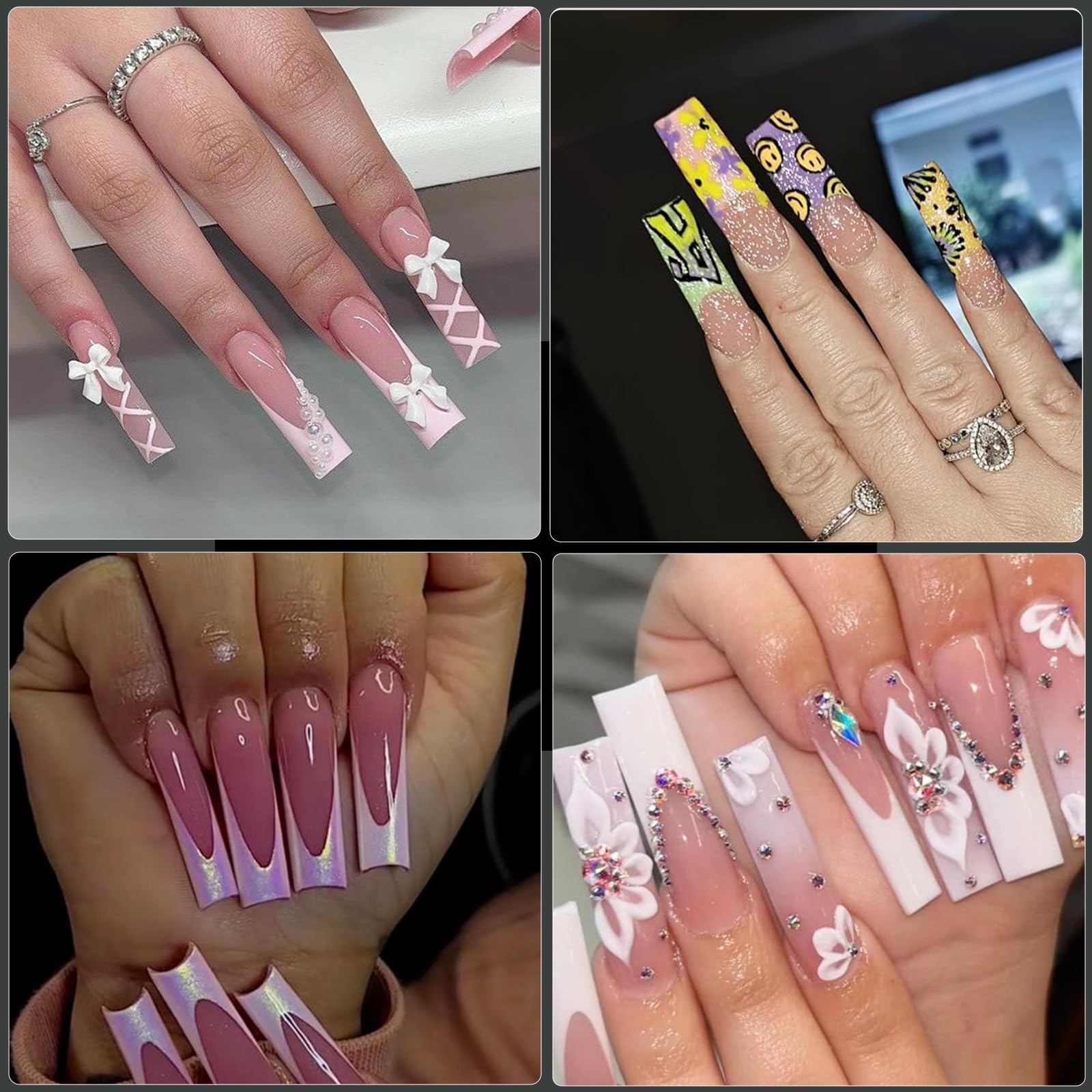 Cycullinyt 240Pcs Square Soft Gel Nail Tips, Long Square Nails, 12 Sizes Full Cover Acrylic False Nail Tip for Beginner and Professional Home Salon Diy - Image 2