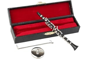 Dselvgvu Miniature Clarinet with Stand and Case Mini Musical Instrument Clarinet Replica Collectible Figurines Dollhouse Accessories Model Home Decoration Display Ornament (5.24")