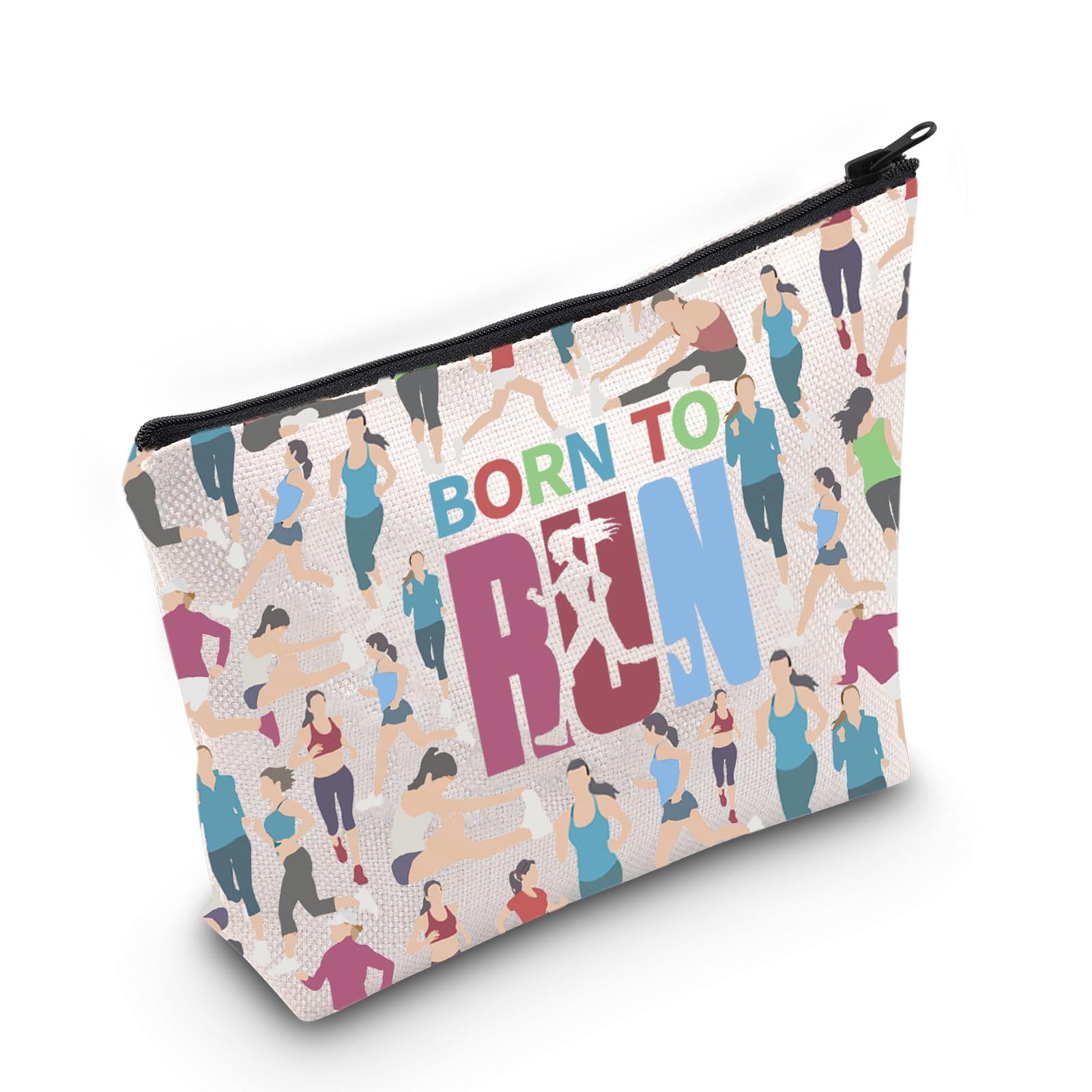 LEVLO Running Girls Cosmetic Make Up Bag Runner Gifts Idea Born to Run Makeup Zipper Pouch Bag for Women Girls, to Run Bag