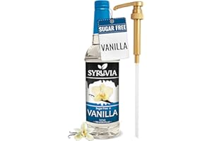 Syruvia Sugar Free Coffee Syrup, Vanilla Flavored Syrup for Drinks, Lattes, and Desserts – 25.4 fl oz, With Pump