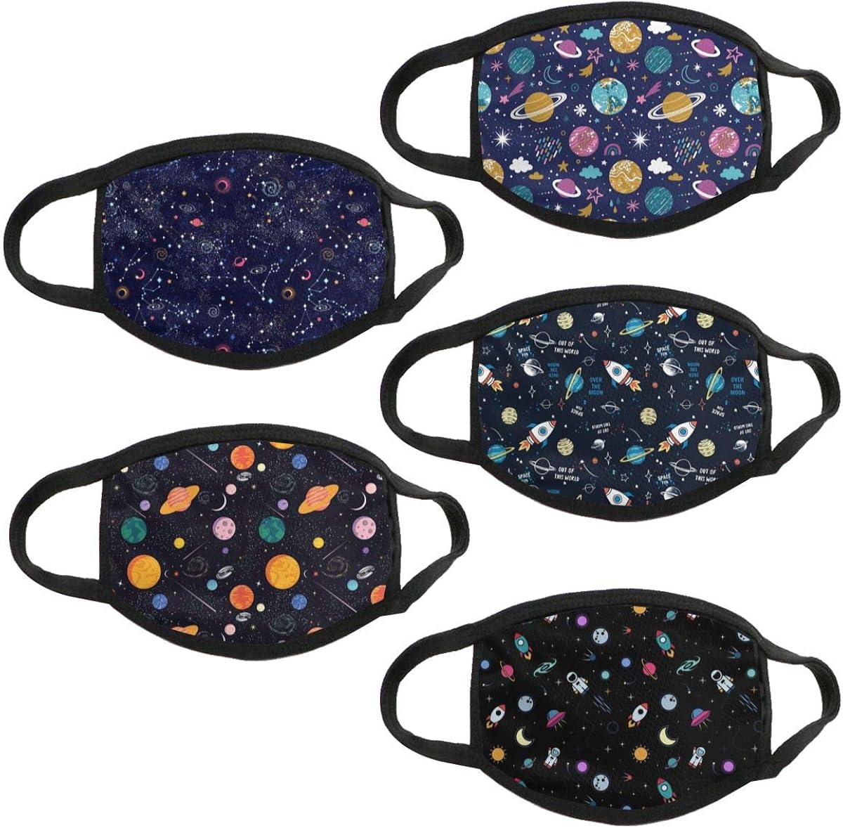 5PCS Big Kids Halloween Face Mask Bandana Reusable Washable School Students Cover Breathable Dust Covering for Youth Boys and Girls: Clothing