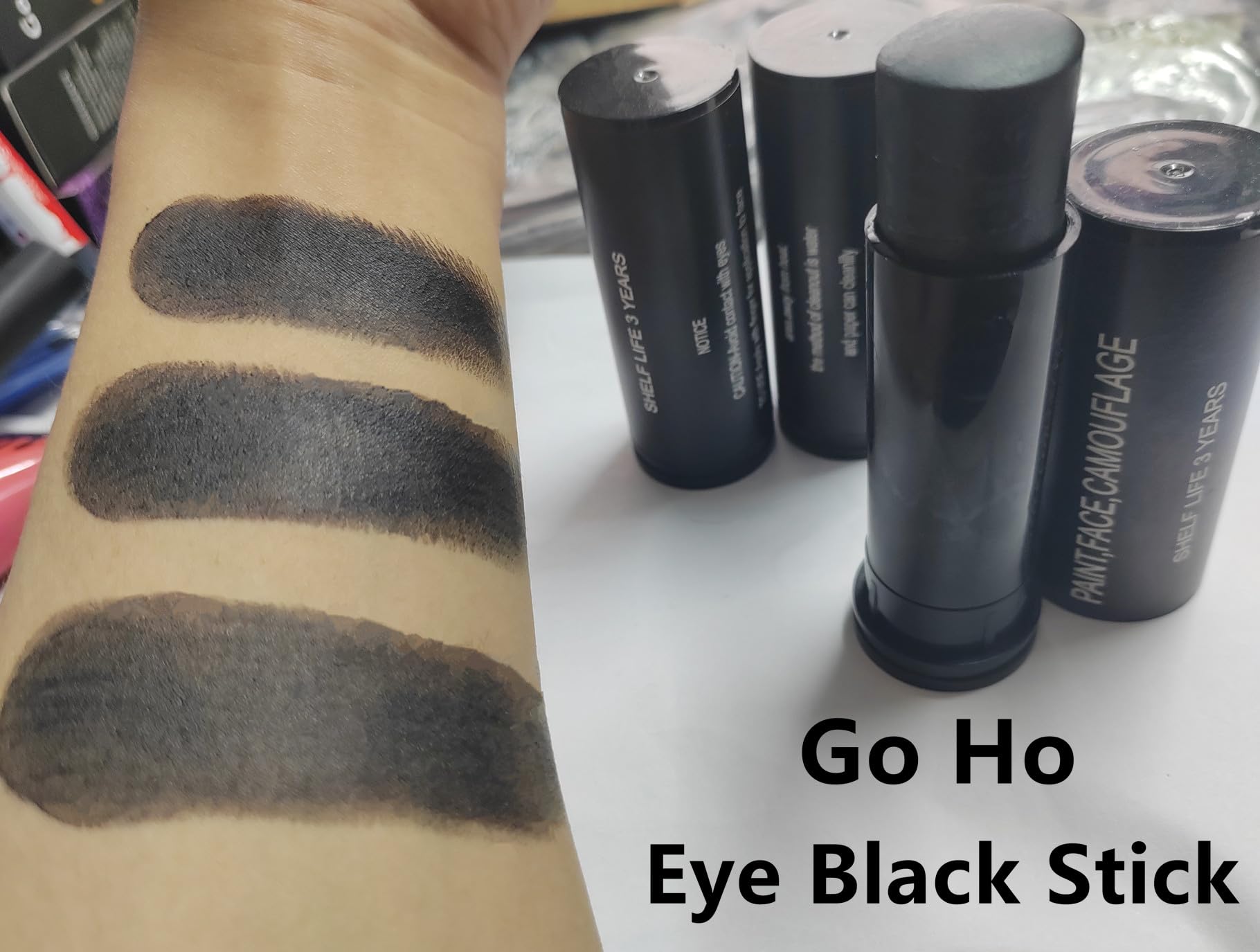 Go Ho 3PCS Eye Black,Eye Black Stick for Sports,Eye Black Baseball Face Paint,Football Accessories,Football Stick Eye Black,Black Body Paint,Football Stick Eye Strips Eye Black,Black Face Paint for