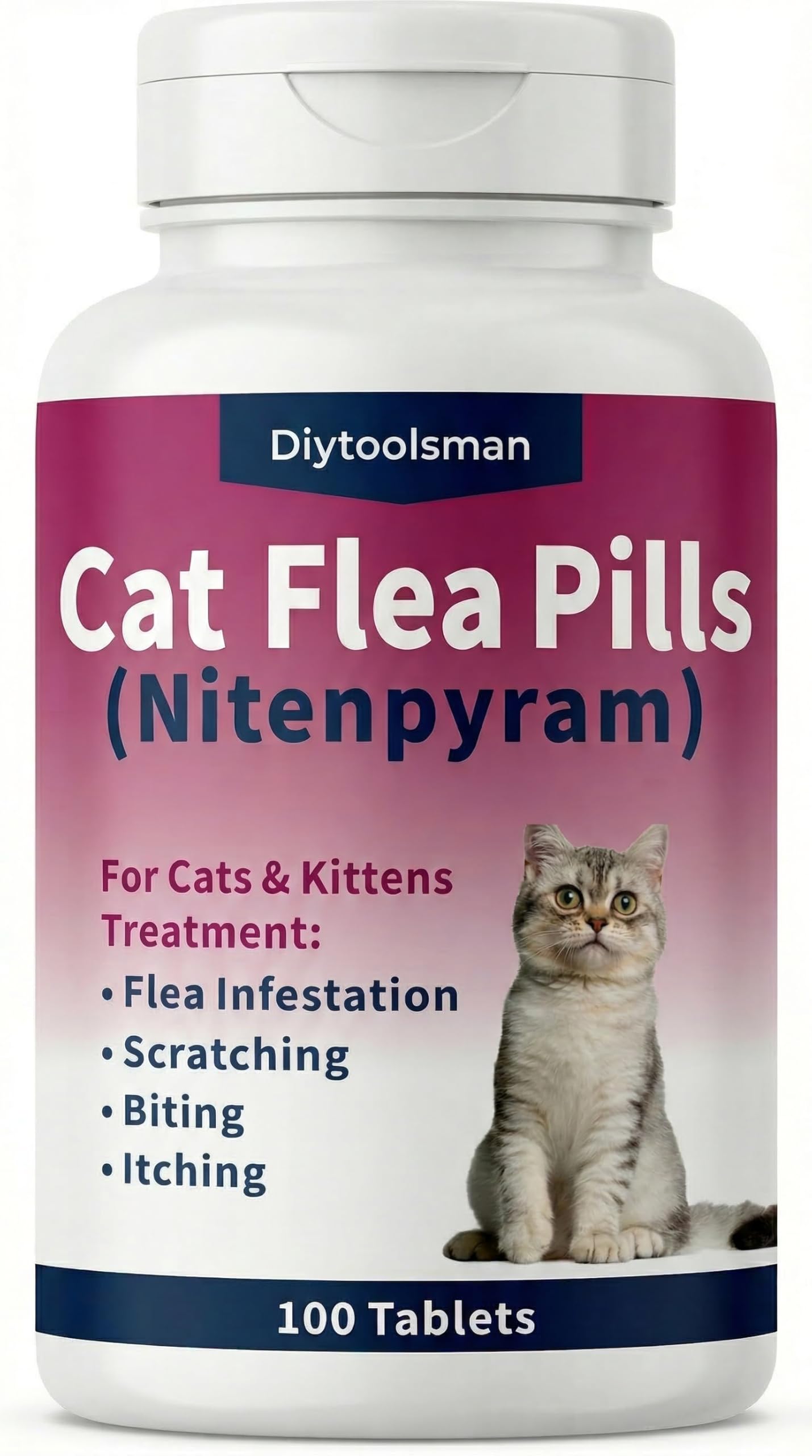 Photo 1 of (Nitenpyram) Oral Flea Treatment for Cats (2-25 lbs) – 100 Tablets Fast-Acting Cat Flea Pills – Quickly Removes Fleas and Reduces Scratching, Biting, and Skin Irritation