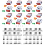 230 PCS Deutsch DT Grey 12 Pin Connectors 8 Set, Waterproof Electrical Wire Connector with Stamped Contacts and Seal Plug for Truck, Off-Road Vehicles, Construction, Agriculture, Motorcycle Wiring