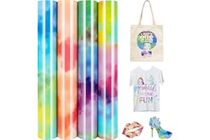 TIANLAI Tie Dye HTV Heat Transfer Vinyl, 12"x 10" HTV Vinyl for Shirts, Watercolor Iron on Vinyl for All Cutter Machine, Easy to Cut and Weed for Heat Vinyl Design (Tie Dye)