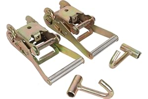 VIRTIONZ 2" Ratchet Strap Handle & J Hook f Race Car Hauler Tow Dolly Tie Down Strap (2 Pack)
