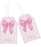 thumbnail image 2 of 50 Pcs Pink Bow Thank You Gift Tags With Ribbon, Thank You For Celebrating With Us Tags For Coquette Baby Shower Birthday Party Favors Decoration (Pink, 2.3 * 3.6 2 of 12