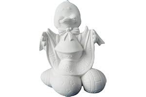 CERAMICS IN MONTANA Ceramic Bisque Easter Duck - " I Love Easter" with Easter Eggs Unpainted (Ready to Paint) - Handcrafted in The USA