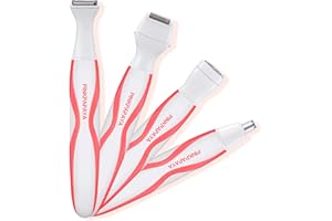 PINKPAPAYA Electric Razors for Women,Trimmer for Women,Lady Electric Bikini Shaver for Women Pubic Hair,4IN1 Shaver for Women Legs Armpit Face,Nose Trimmer,Facial Hair Removal/Remover,Orange/WF5