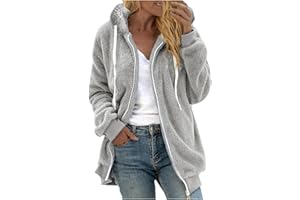 APIVOE Winter Coats for Women Fuzzy Fleece Zip Up Jackets Fall Fashion Dressy Oversized Fluffy Sherpa Sweatshirts Outerwear