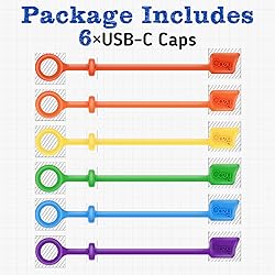 [6-Pack] Cozy USB Caps for USB-C Cable & Apple