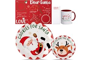 Cholemy 5 Pcs Christmas Cookies For Santa Carrots for the Reindeer Gifts Santa Cookies Reindeer Carrots Plate Santa Milk Cup Reindeer Treats Dear Placemat Sticky Note for Xmas Party Holiday Gift Favor