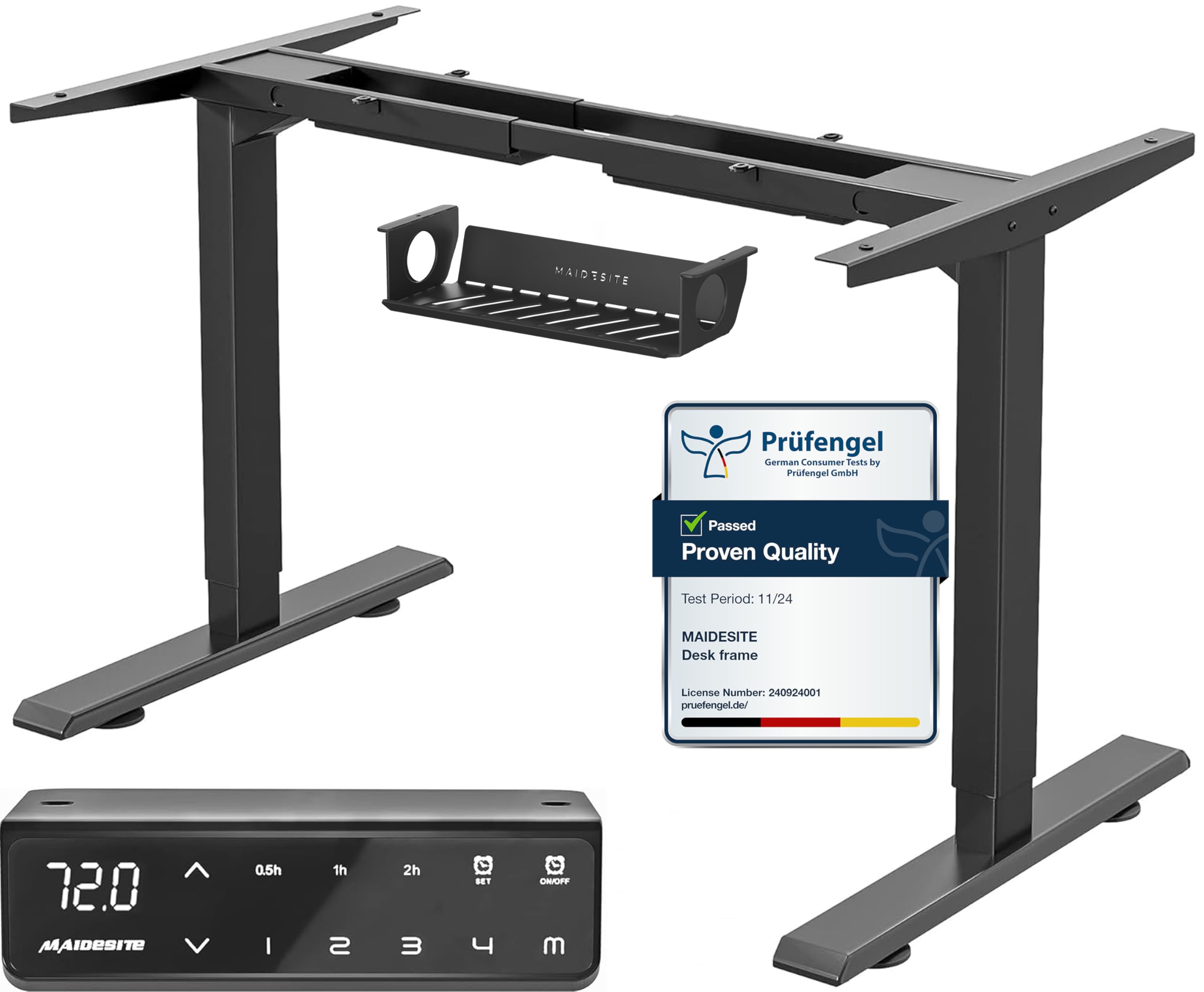 MAIDeSITe Adjustable Height Standing Desk Frame Two-Stage Desk Stand Sit-stand Table Workstation Ergonomic Workplace with Memory Smart Pannel (2 Stage|Dual Motor, Black) T2 Pro